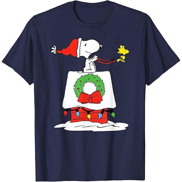Peanuts T-Shirt Uomo/Donna: Christmas Light House Snoopy. Maglietta Manica Corta Con Stampa Natalizia. Regalo Perfetto Per I Fan Di Snoopy.