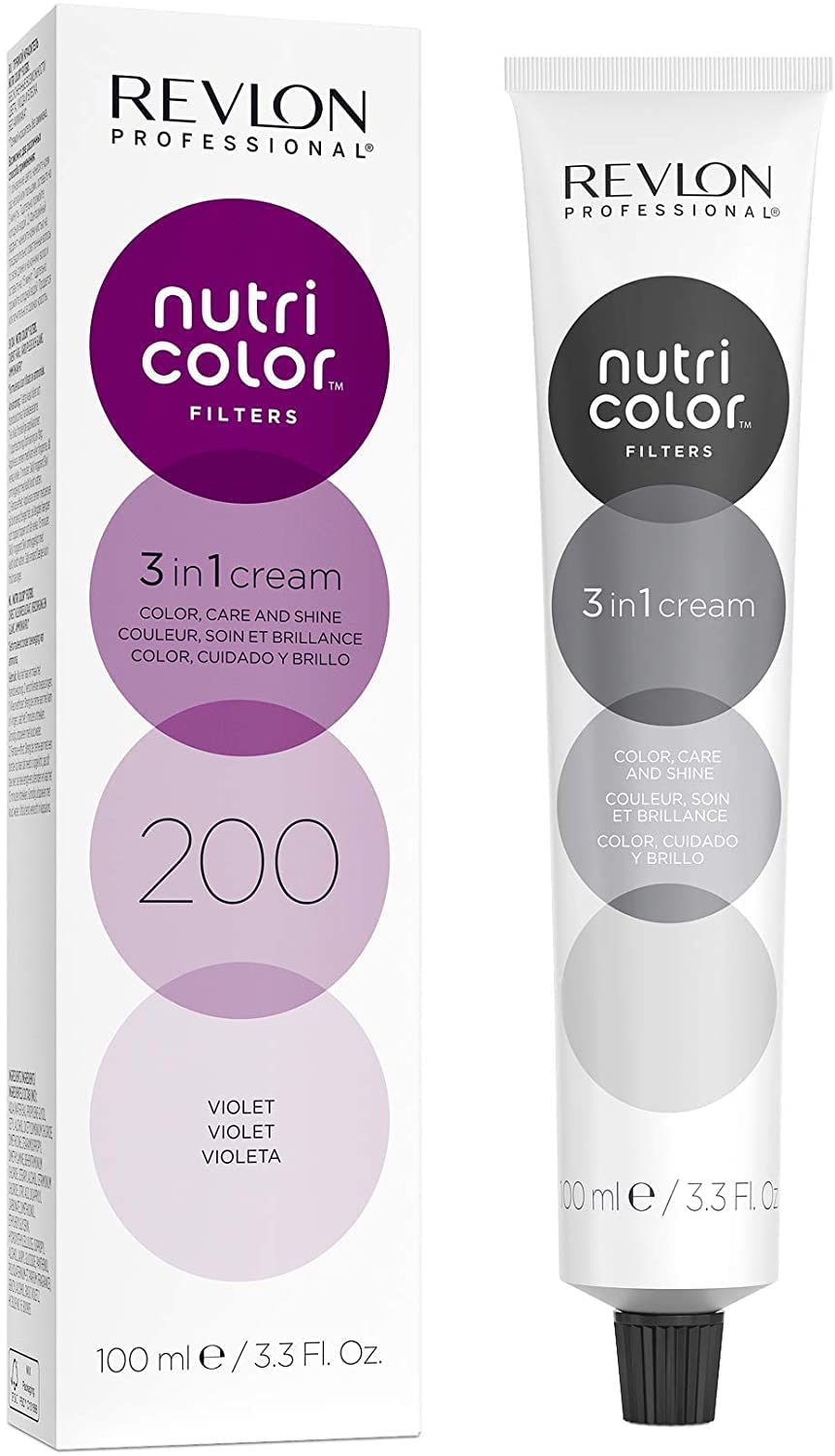 REVLON PROFESSIONAL NUTRI COLOR FILTERS, Bright Semi-Permanent Direct Hair Dye, 200 Violet, 100 Ml