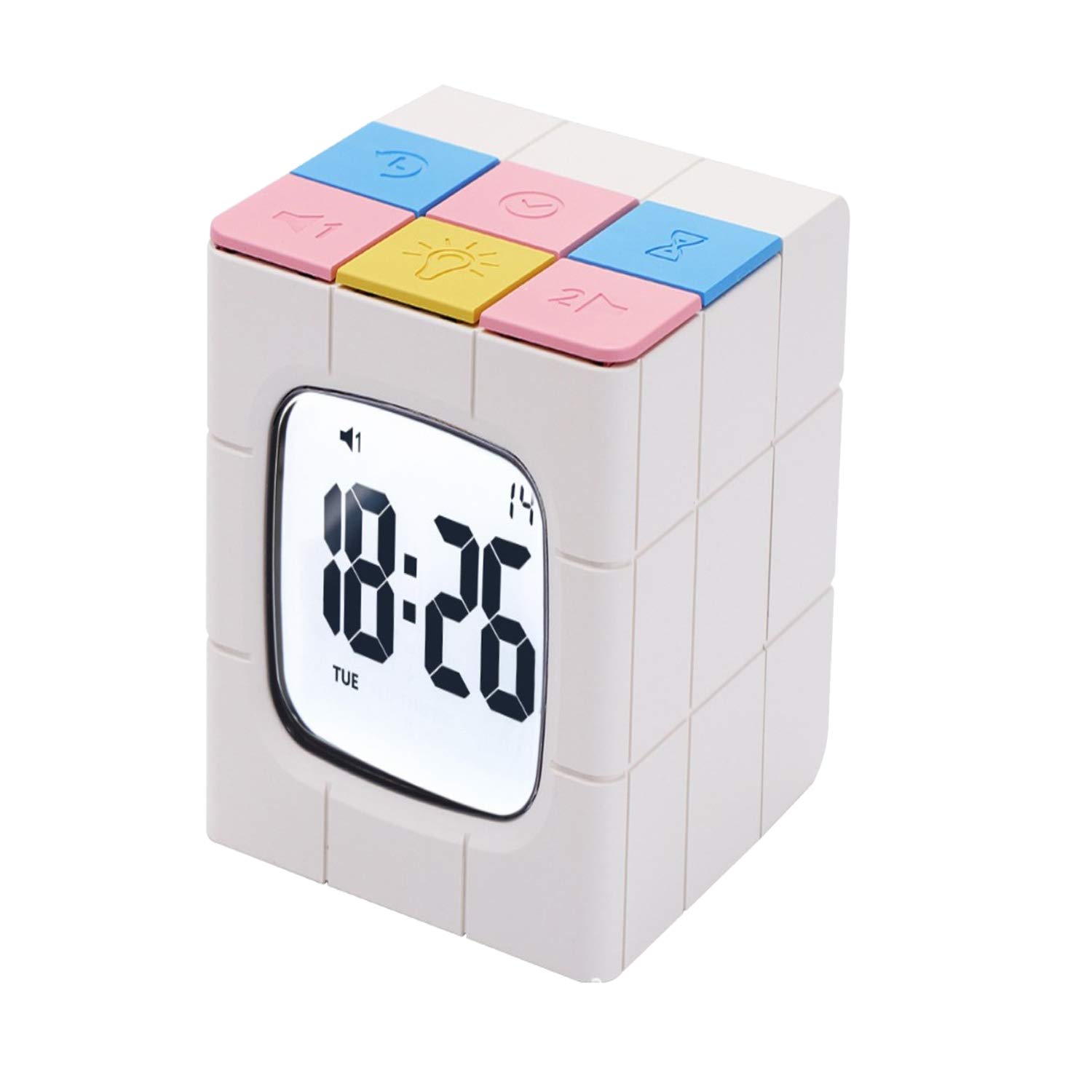 Digital Rubik’s Cube Clock with Calendar, 2 Alarm Settings,1-60 Minutes Timer. 10 Level Brightness. 