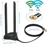Nelawya Dual Band 8dBi WiFi Antenna RP-SMA 2.4/5.8GHz Magnetic Base view 2