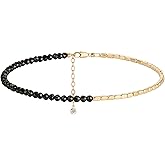 MYEARS Women Beaded Bracelet Gold Gemstone 14K Simple Dainty Handmade Chain Everyday Boho Beach Jewelry