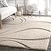 nuLOOM Carolyn Modern Shag Area Rug - 8x10 Shag Area Rug Transitional Cream Rugs for Living Room Bedroom Dining Room Nursery