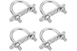 DTGN M6x27x47mm U Bolts Round Kit - 4Set - 304 Stainless Steel U-Bolt Kit with Nuts, Washers, Frame Plate - Good for Pipe, Tr