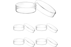 QWORK Glass Petri Dish Petri Plates with Lid, Thicken, 60mm x 18mm, 5 Pack