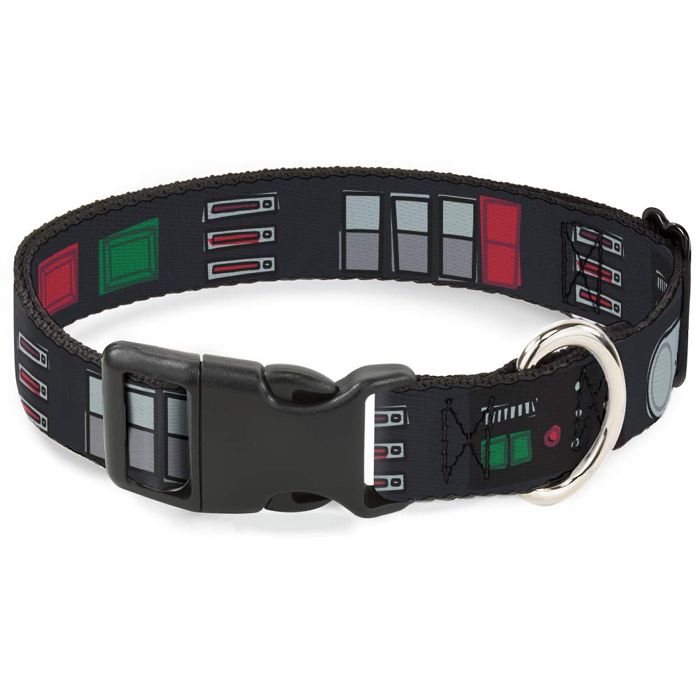Dog Collar Plastic Clip Star Wars Darth Vader Utility Belt Bounding3 Black Grays Reds 8 to 12 Inches 0.5 Inch Wide
