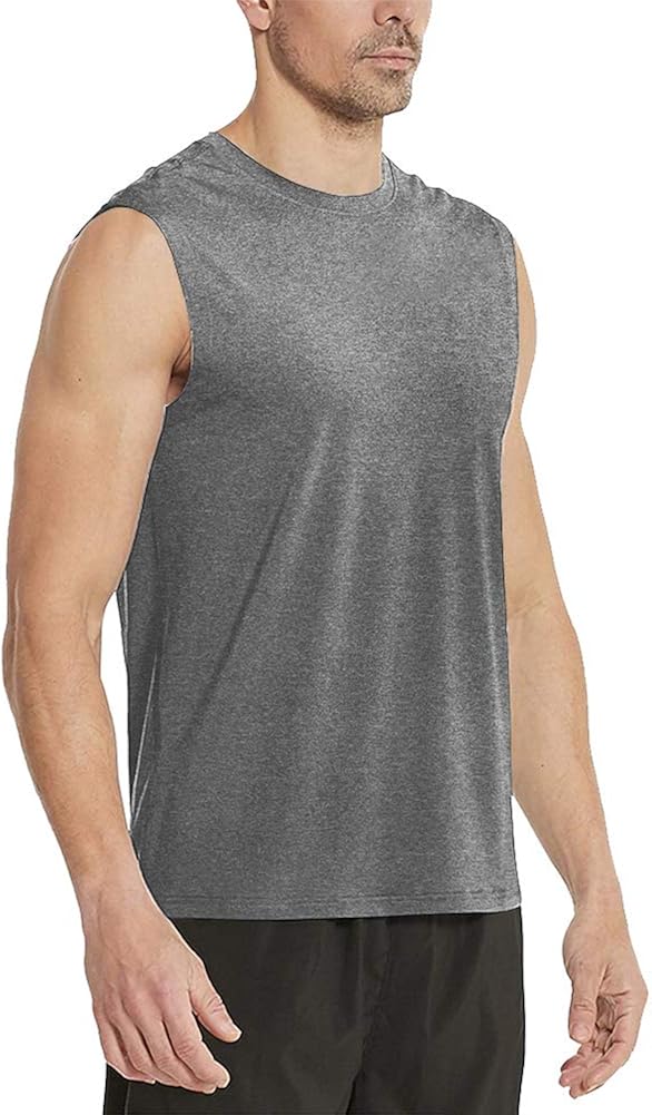 MeetHoo Tank Tops for Men, Workout Sleeveless T Shirts Gym Tank Tee Muscle Bodybuilding Fitness Undershirt: Clothing
