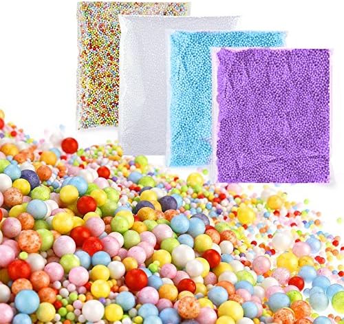 Foam Balls for Slime (4-Pack) - Multicolor Styrofoam Beads Great for DIY Slime Kids Craft and Wedding/Party Decoration (4-Pack)