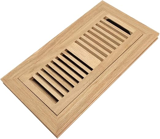 Red Oak Wood Flush Mount Floor Register Vent Cover 4x10 Inch Duct Opening 3 4 Inch Thickness With Damper Unfinished