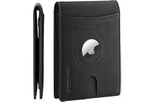 RUNBOX AirTag-Wallet-Mens-Slim-RFID Blocking Wallets Leather with Bill Compartment Air Tag Bifold Card Holder Wallet Gifts for Men Dad