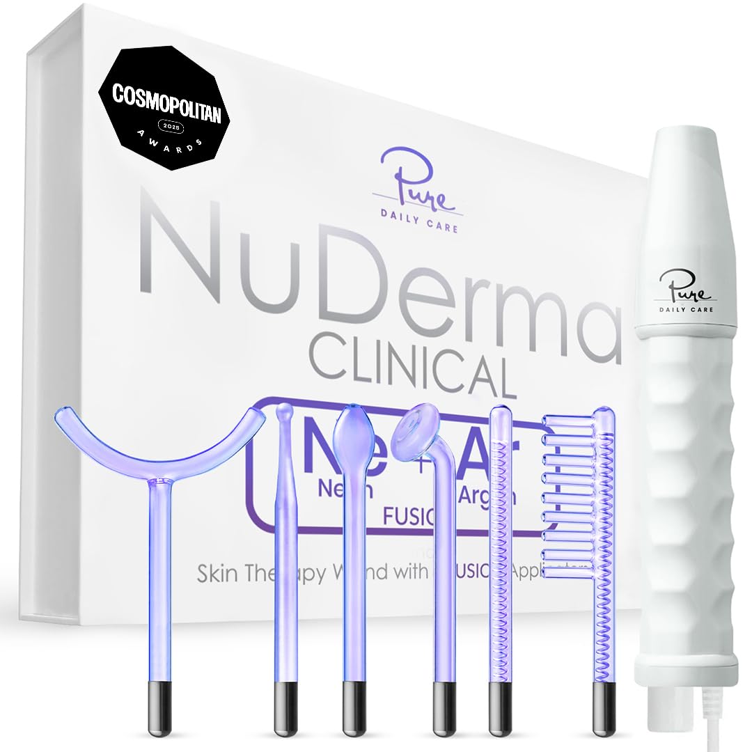 Photo 1 of Pure Daily Care NuDerma Clinical Portable Skin Therapy Wand, Machine with 6 Fusion Neon + Argon Wands – Anti Aging - Clarifying - Skin Tightening & Radiance - Wrinkle Reducing