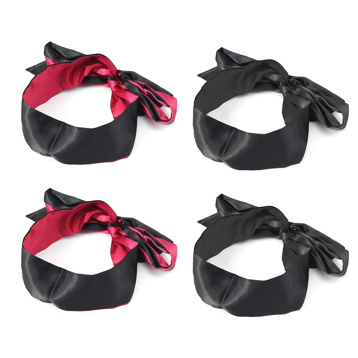 Sarini 4Pcs Silk Satin Blindfold Eye Mask For Sleeping And Games - Soft Satin Silk Eye Covers - Valentine Gift For Wife, Lover, Family
