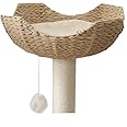 SHENGOCASE 18" Large Cat Tower Tree Add ons Accessories Replacement Part Basket Bed, Handwoven Wicker Rattan Nest Bowl with Soft Cushion