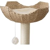 SHENGOCASE 18" Large Cat Tower Tree Add ons Accessories Replacement Part Basket Bed, Handwoven Wicker Rattan Nest Bowl with Soft Cushion