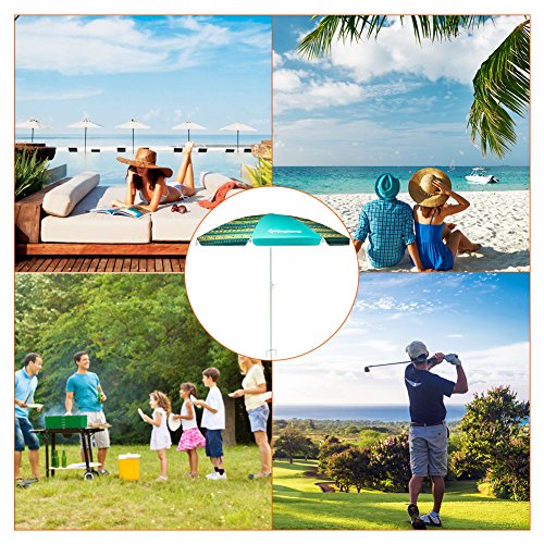 KingCamp 6FT Outdoor Beach Umbrella with Stable Sand Anchor, UPF50+ Sunshade, Silver Coating, Adjustable Sturdy Tilt Pole, Perfect for Beach, Camping, Fishing, Sports, Gardens, Patio