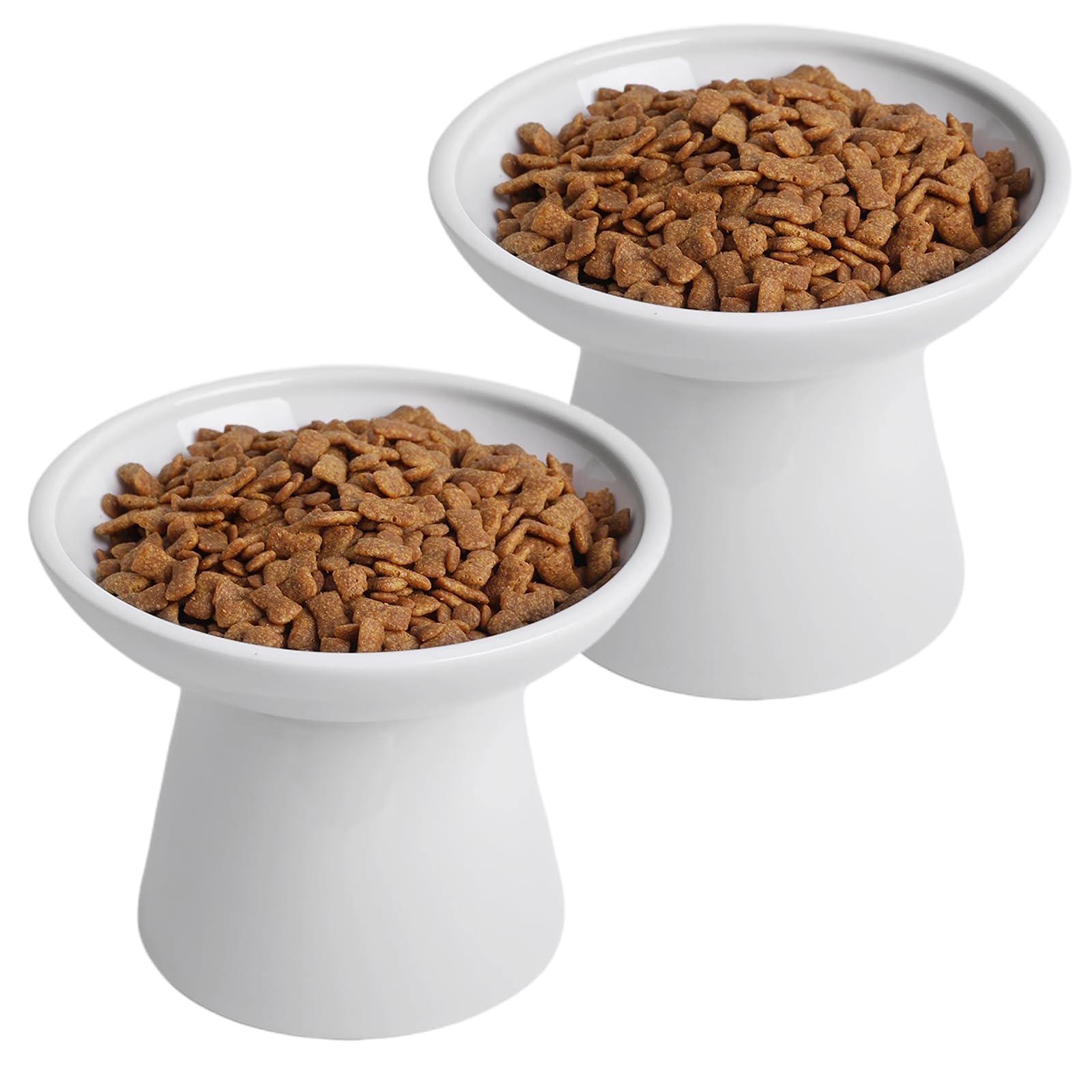 Photo 1 of KITCHENLESTAR 6.2 Inch Extra Wide Elevated Ceramic Cat Bowls, Food and Water Bowl Set for Elder Big Cats Small Dogs, Raised Design for Pet Easy Eating, Protect Cat's Spine Set of 2(White)