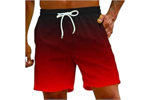 SOKHUG Casual Shorts for Men Gradient Summer Beach Elastic Waisted Quick Dry Swimming Running Drawstring Shorts