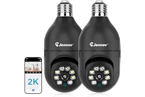 Jennov 2K WiFi Light Bulb Security Camera Wireless Outdoor - Cameras for Home Security Outside, Light Socket Indoor Camera, Auto Tracking AI Human Detection Compatible with Alexa -2 Pcs