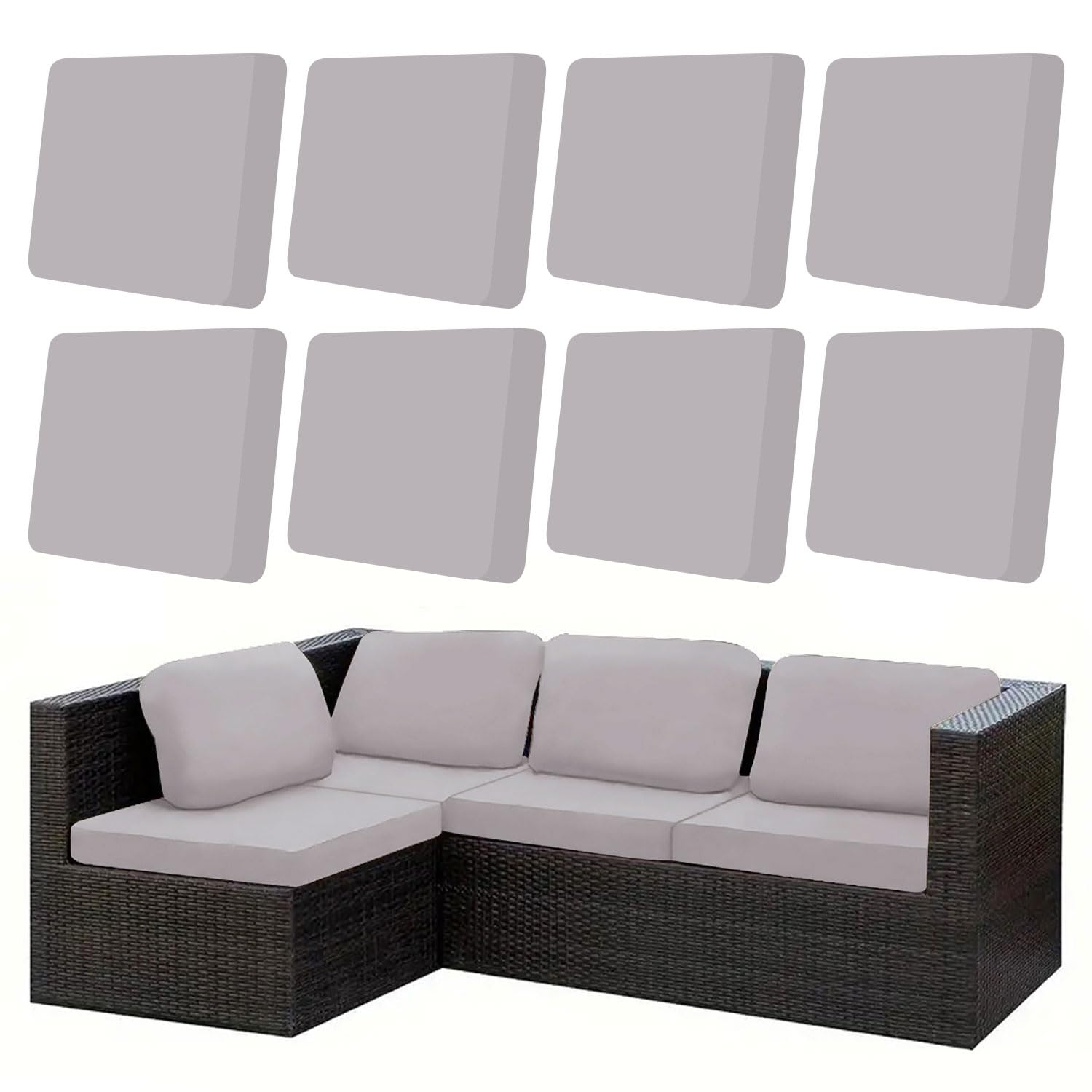 Photo 1 of ***(USED)***Thankyall 8Pcs Outdoor Cushion Covers Patio Cushion Covers for Patio Furniture Sofa Couch Slipcovers, Square-Large, Soft Flexibility Washable Furniture Protector (Grey, 8PCS)
