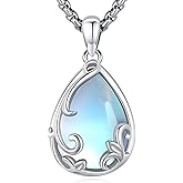 LOOVE Filigree Teardrop Stone/Moonstone/Turquoise Necklace for Women Sterling Silver Jewelry