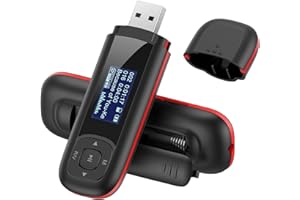 AGPTEK U3 USB Stick Mp3 Player, 8GB Music Player Supports Replaceable AAA Battery, Recording, FM Radio, Expandable Up to 128GB, Black