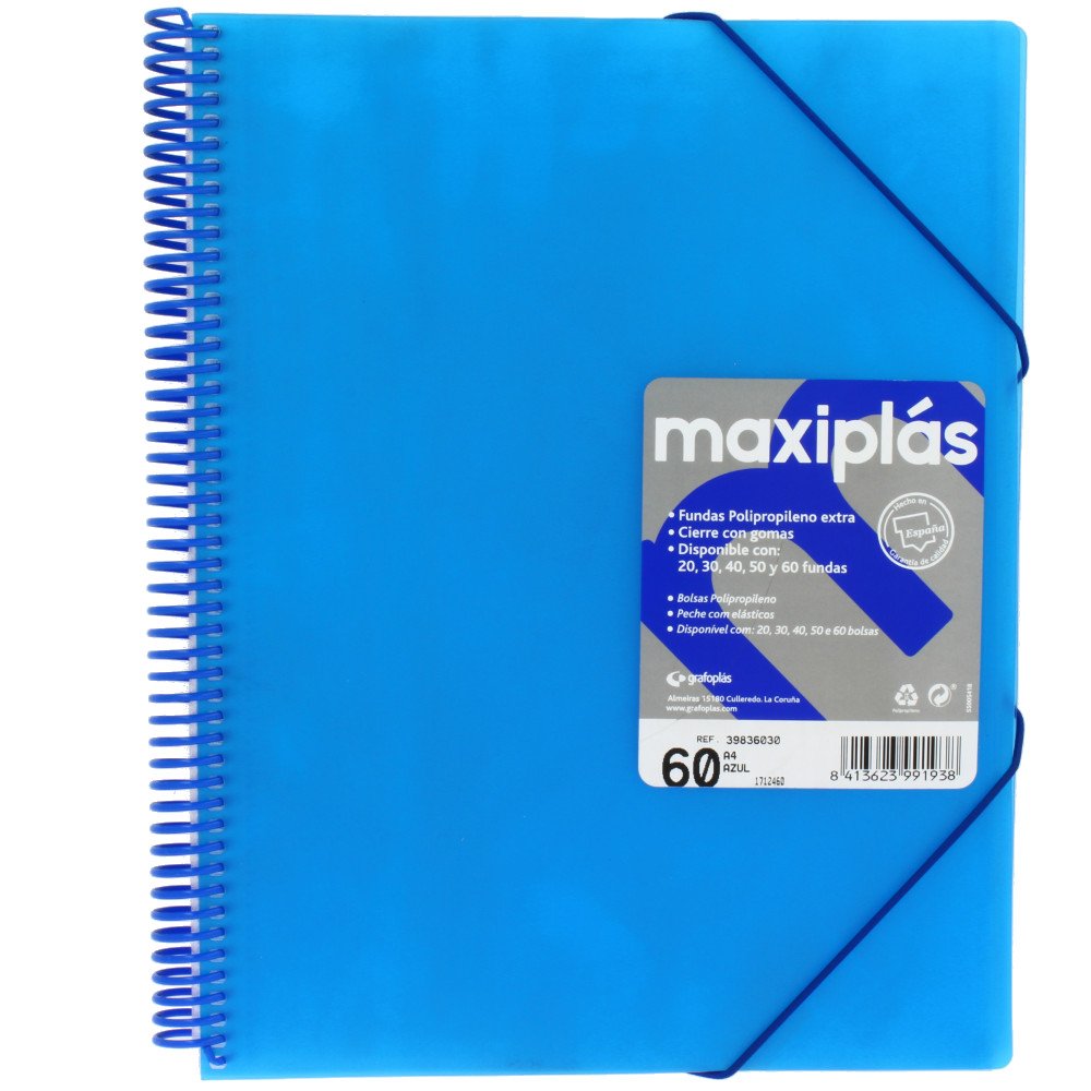 Grafoplás 39836030-Carpeta with 60 Sleeves A4 with Envelope Blue