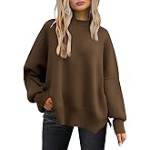 LILLUSORY Women's Oversized Batwing Sweaters 2026 Fall Outfits Trendy Crewneck Knit Side Slit Fashion Pullover Tops