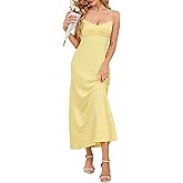 ZTMZA Women's Elegant Satin Cowl Neck Maxi Dress Spaghetti Strap Backless Tie Low Back Formal Wedding Guest Cocktail Dresses