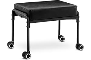 WUDOYO Low Stool with Rubber Wheels Wide Seat for Adult Adjustable Height for Kids