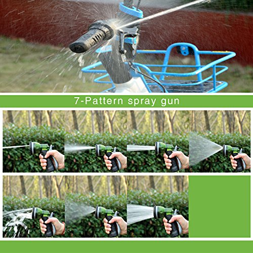 YeStar 75Ft Garden Coil Hose, 3/4" Solid Brass Fittings/Leak Proof Connector, Flexible Water Hose with 7-Pattern Spray Nozzle, Easy to Storage, Kink Free Compact and Durable