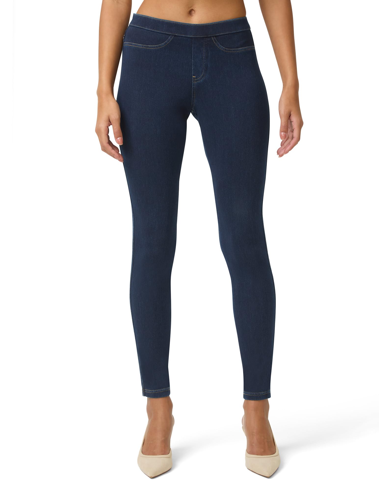 Photo 1 of ***STYLE DIFFERS FROM STOCK PHOTO*** No nonsense Women's Classic Denim Leggings with Real Back Pockets, Elastic Waist, High Waisted - Stretchy & Trendy Jeans - Dark Denim - Medium
