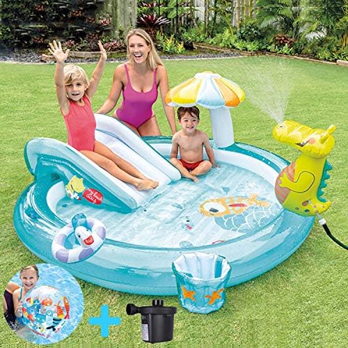 クロコダイルスライド噴水 子供インフレータブルプール水遊びプール 海ボールプール 屋外ガーデン裏庭 割り引き インフレータブル電動ポンプ 水球 夏のプールパーティー