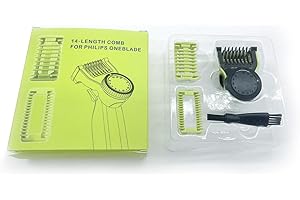 BIVPREOM 14 In 1 Guards For One Blade ，Adjustable 14 Lengths (0.4-10 Mm ）Guards For Philips Norelco，Guards For One Blade With Skin Protector, Body Comb And Cleaning Brush （Fit For Qp2520 Qp2530 Qp2620 Qp2630）