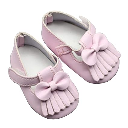 NUOFENG New Released Doll Beard Shoes Tassel Bow Princess Shoes Best Birthday Present for Children(None Pink)