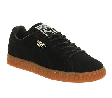 puma suede black tan sole