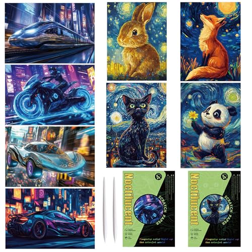 A5 glow-in-the-dark cute animals + racing car