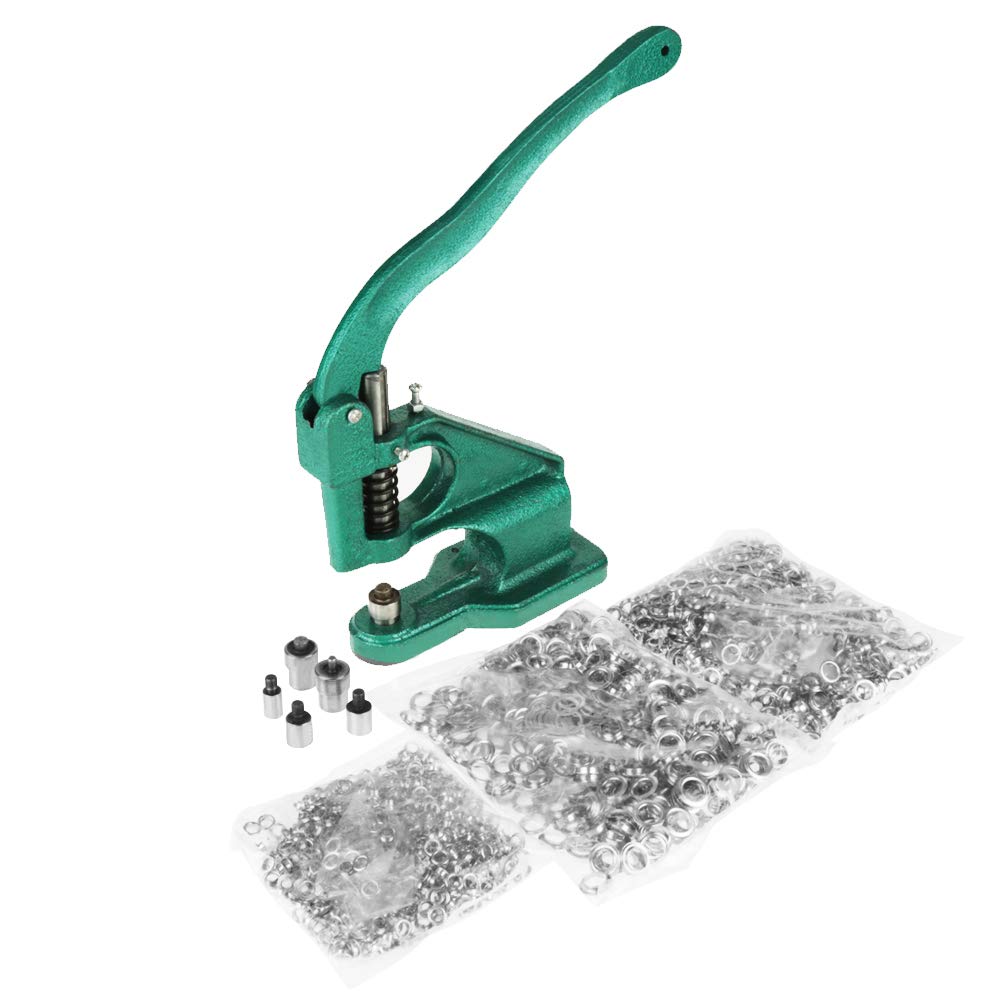 Grommet Punch Machine, Hole Punch Machine, 1pc Hand Press Banner Grommet Eyelet Machine with 3 Dies & 1500pcs Grommets 6/10/12mm, Press Hole Tool Grommet Set Kit