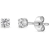 14k White Gold Solitaire Round Cubic Zirconia CZ Stud Earrings with 14kt Gold butterfly Pushbacks