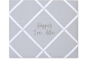 L8SHARINGK Haven Home Decor MEMO Happily Ever After 19' X 16' French Memo & Photo Board, Gray Linen Fabric, 19" X 16" X .6"