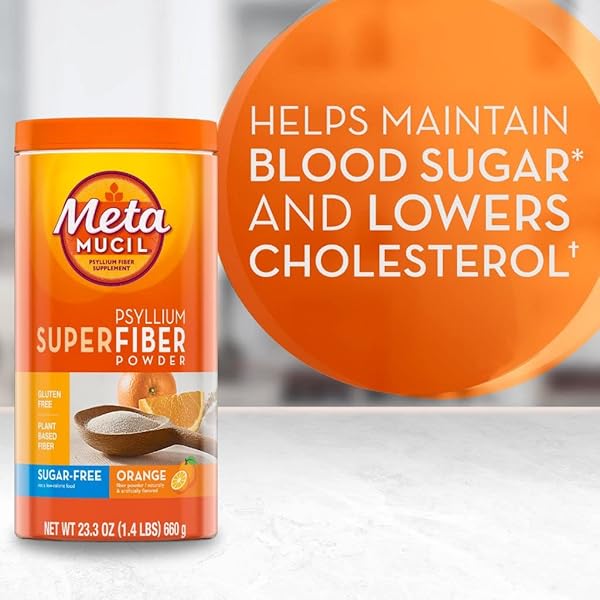 METAMUCIL PSYLLIUM SUGAR-FREE SUPER FIBER POWDER, ORANGE, 10 OZ
