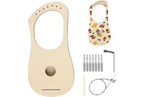 Goghost Lyre Harp 7 String DIY Kit, Wooden Instrument Kit Handmade with Basswood Body Strings Tuning Wrench Saddle Bridge Pins, Easy Assembly for Beginners and DIY Enthusiasts
