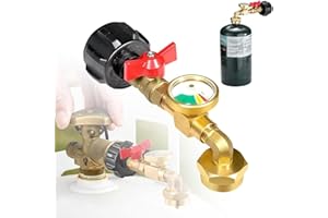 Propane Refill Adapter, Universal Propane Tank Gauge Level Indicator with Gauge and Control Valve, Level Indicator, Gas Press
