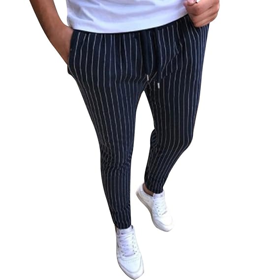 Dogzi Hombres Slim Fit Jogging Pantalones Deportivos Raya Casual