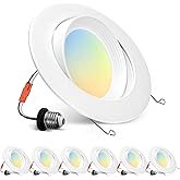Wembanma 6 inch Retrofit Gimbal LED Recessed Lighting 360° Rotatable Swivel Lights Adjustable Eyeball Downlight Dimmable 5CCT Selectable 2700K-6000K, 1700LM, 15W Retrofit Can Lights, White 6 Pack