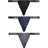 BY.ECG Men's Letter-Band Thong Nylon Low-Rise G-string Soft 3 Pack