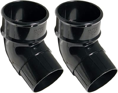FloPlast 68mm Round Gutter Pipe 112 Degree Offset Bend Black Pack of 2