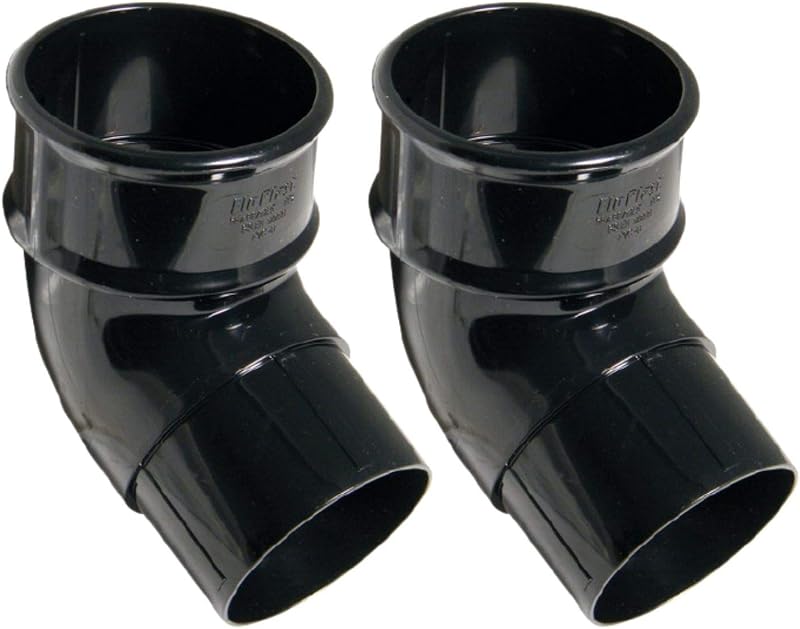 FloPlast 68mm Round Gutter Pipe 112 Degree Offset Bend Black Pack of 2