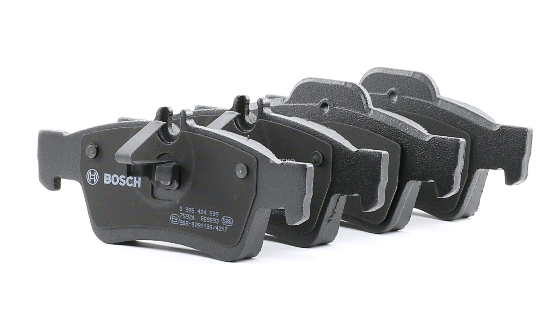 Bosch BP412 - Brake Pads Car Rear Axle - Bosch Quality - Reduced Noise and Dust - ECE-R90 Certified - Copper-Free - 1 Set of 4 Pads