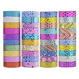 DIY Glitter Washi Tape Set - 40 Rolls Craft Decorative Tape Great for Bujo,Bullet Journal Accessories,Scrapbook, Arts and Crafts Projects