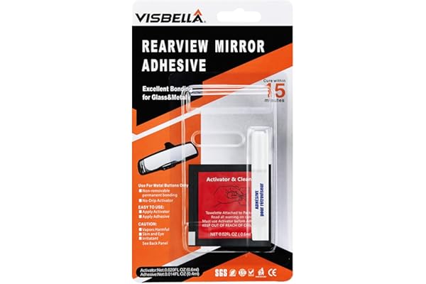 Visbella Rearview Mirror Adhesive Repair Kit Rear View Mirror Glue for Windshield Excellent Bonding for Glass & Metal
