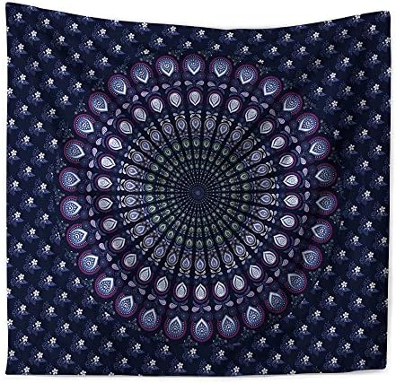 Ecomic Black with Flower Pattern Indian Bohemian Tapestry Throw, Wall Hanging Tapestries, Hanging wall decor, Beach Throw, Table Runner/Cloth (27)